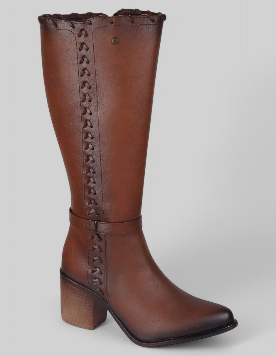 Botas altas Exterior Piel vegana Color Café Para Mujer De RBCOLLECTION ...