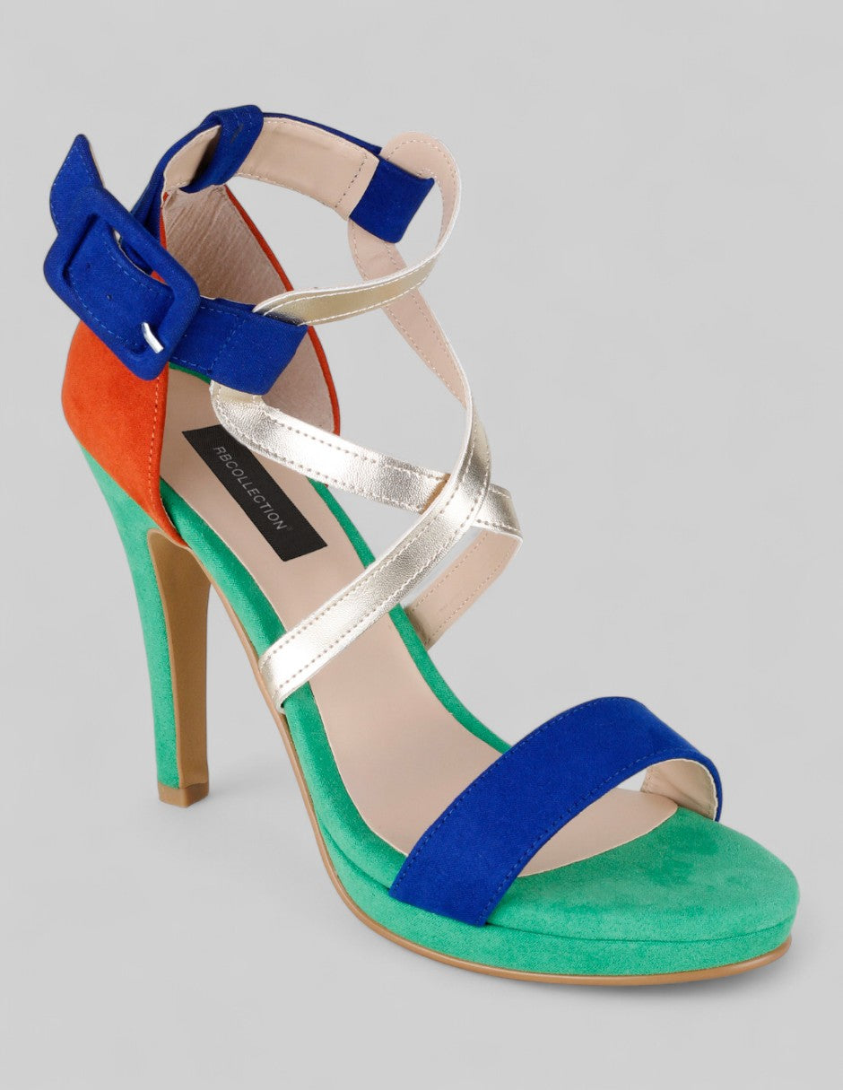 Sandalia con tacón Sylen en Textil – Multicolor