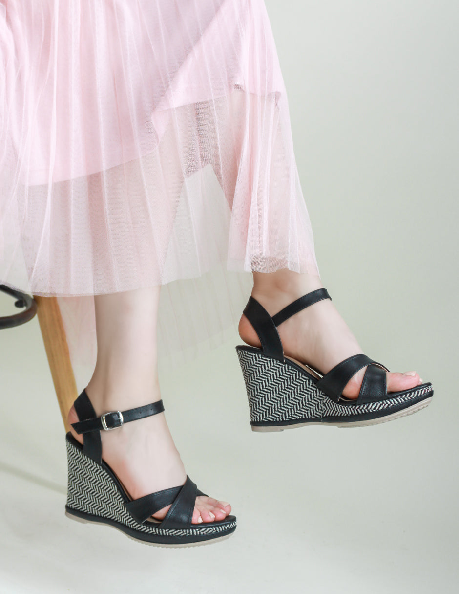 Sandalias con plataforma Arena en Piel vegana – Negro