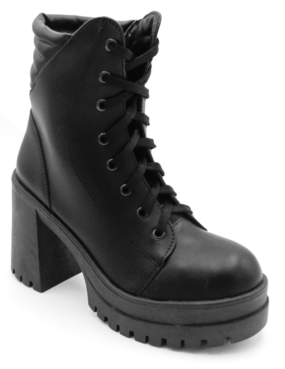 Round Toe Combat Boots Con Tacon Ankle Honey Bootie With Chain Cuadra