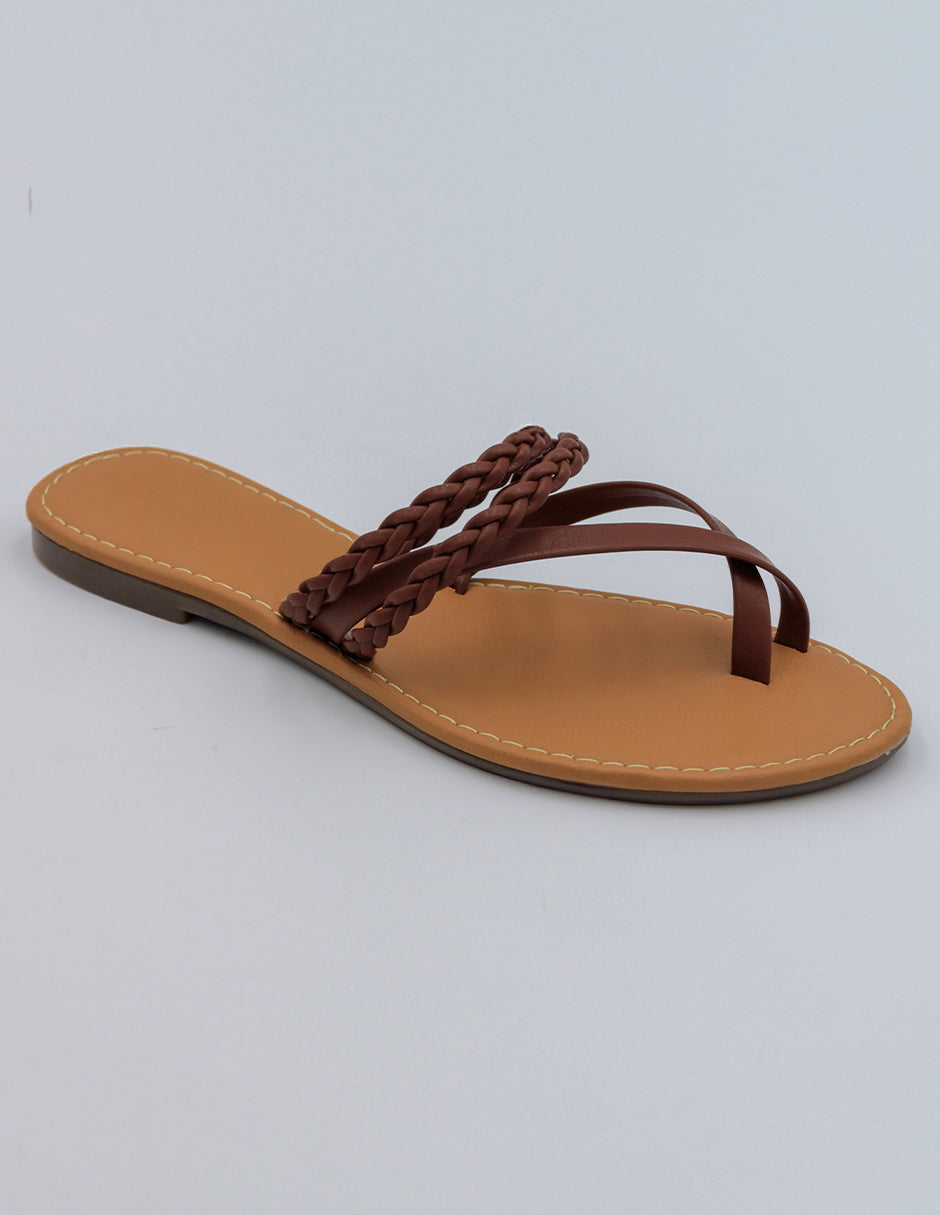 Sandalias de piso Soft en Piel vegana – Café