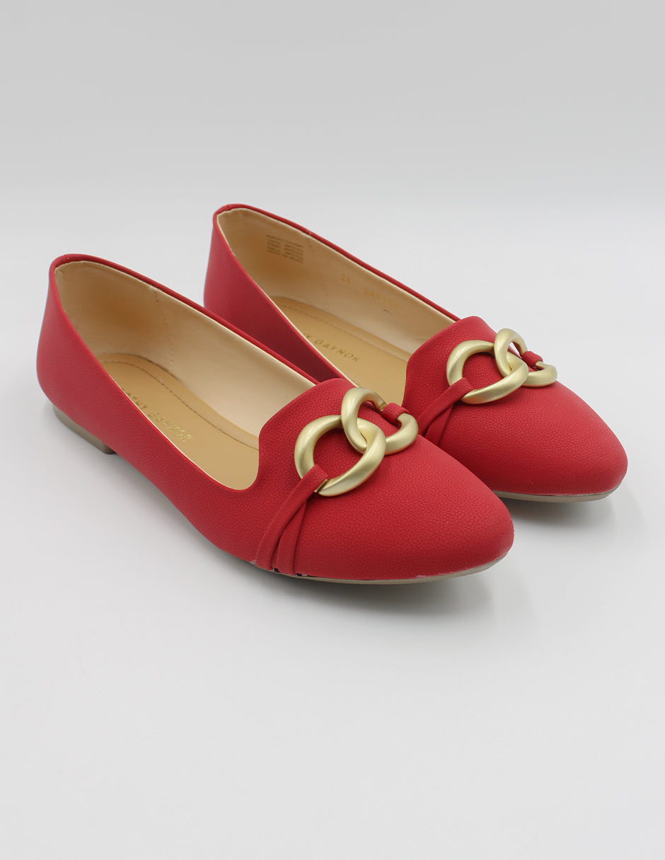 Flats clásicas en Piel vegana – Rojo Talla 26