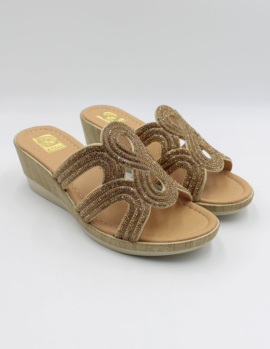 Sandalias con plataforma en Textil – Café - Main Image