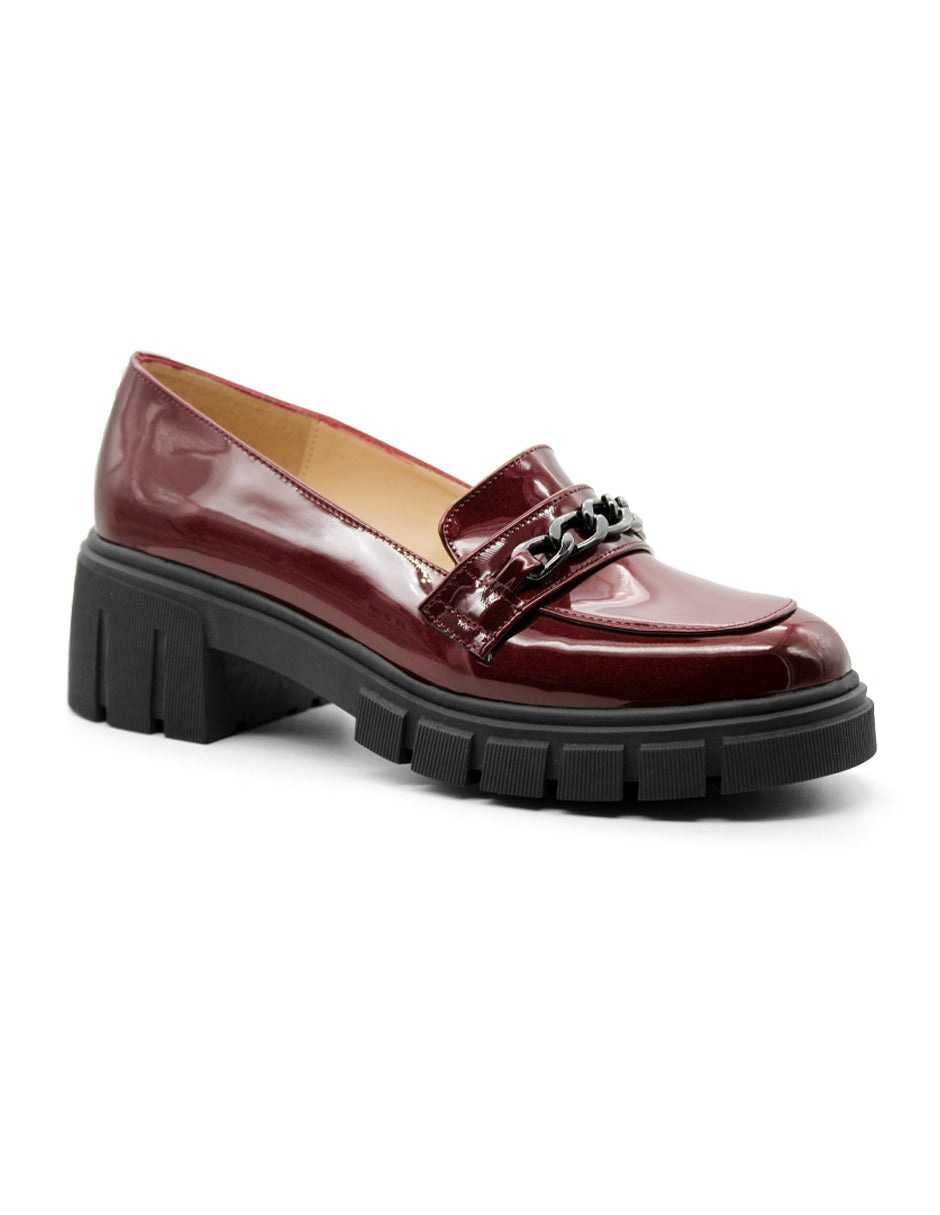 Mocasines Exterior Charol Color Vino Para Mujer De RBCOLLECTION