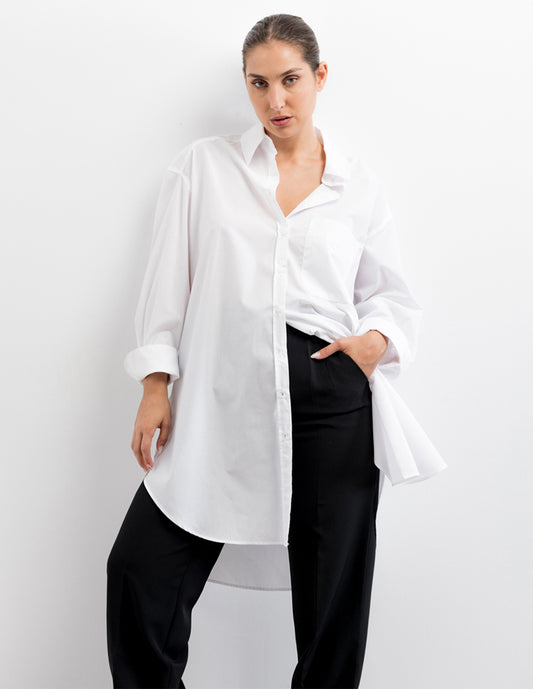 Camisa Oversize Popeline Color Blanco Para Mujer De RBCOLLECTION