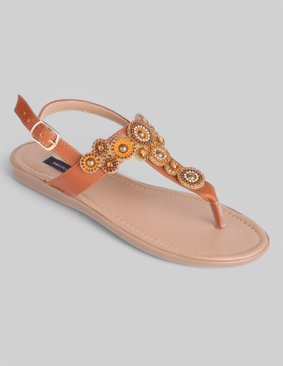 Sandalias de piso Exterior Sintético Color Café Para Mujer De RBBASICS