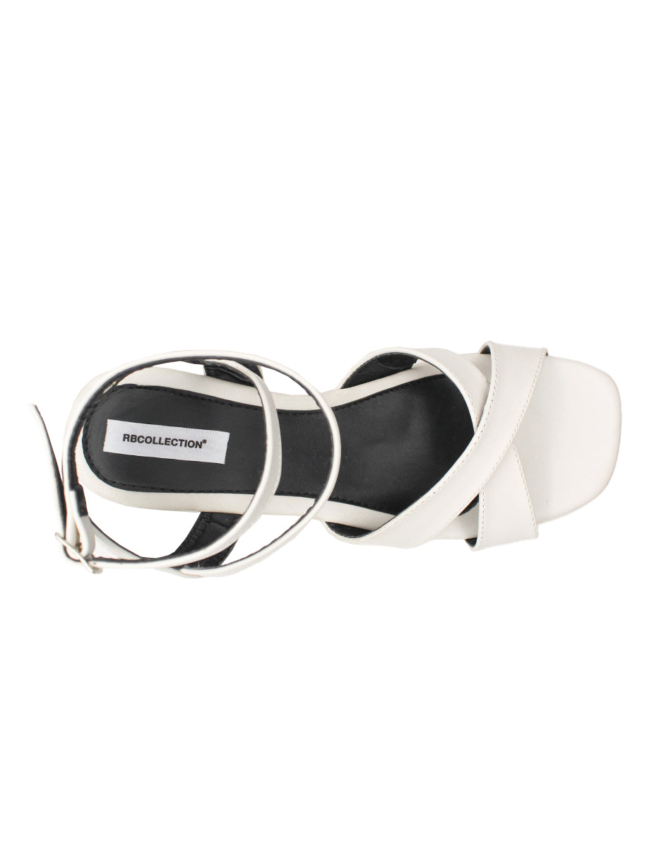Sandalia con tacón Exterior Piel sintético Color Blanco Para Mujer De RBCOLLECTION