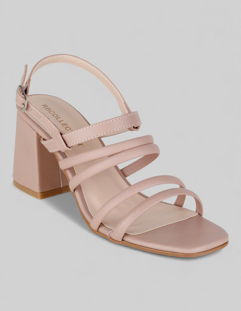 Sandalia con tacón Glam en Sintético – Beige