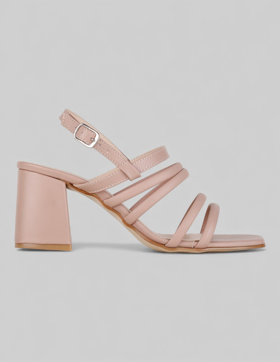 Sandalia con tacón Glam en Sintético – Beige