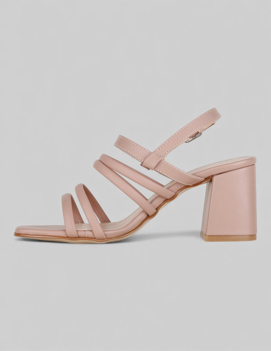 Sandalia con tacón Glam en Sintético – Beige