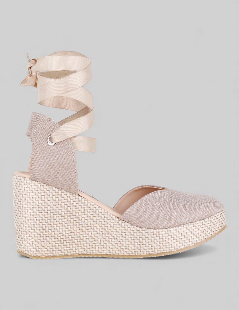 Sandalias con plataforma Daril en Textil – Beige