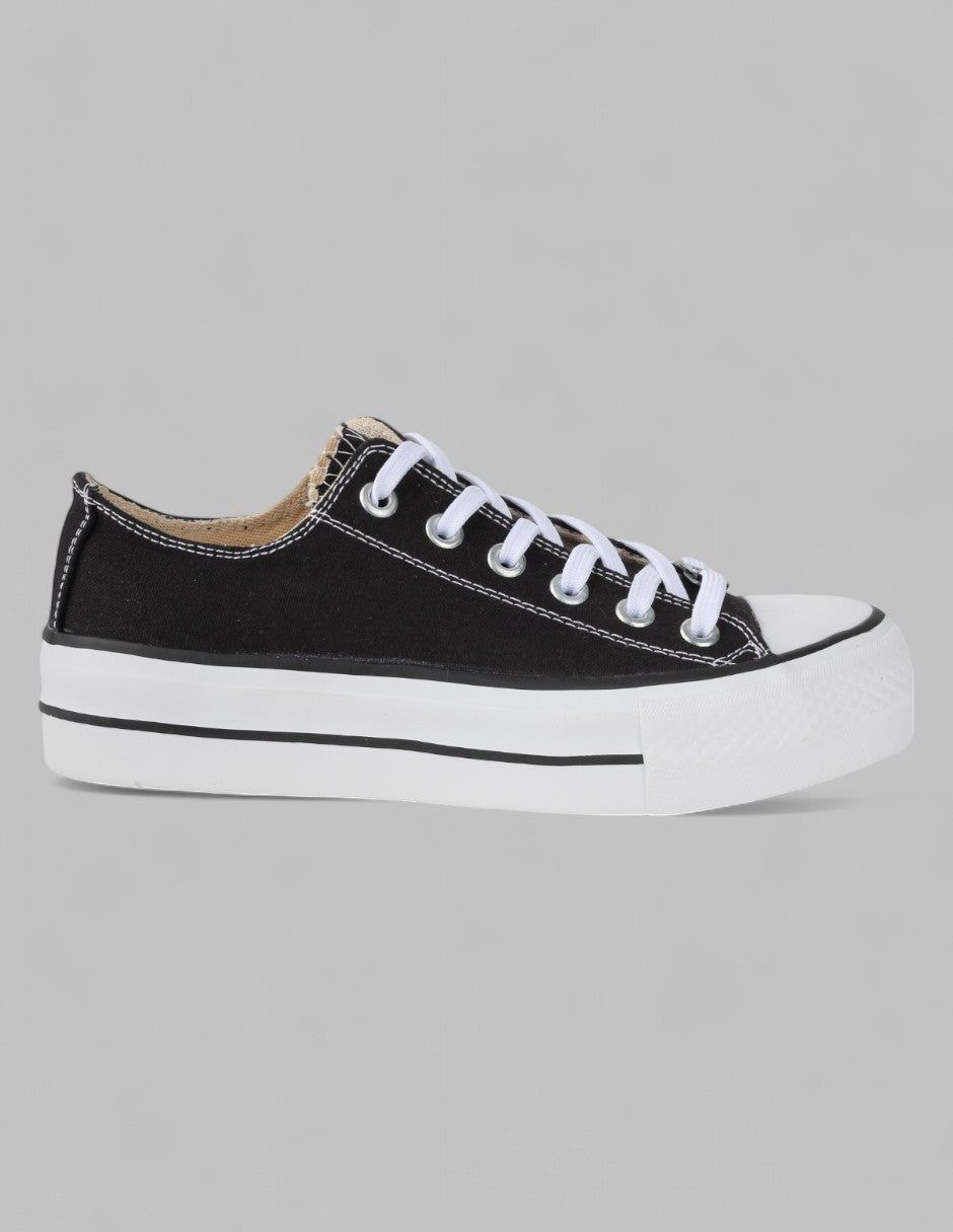Tenis con cordones Exterior Textil Color Negro Para Mujer De RBCOLLECTION
