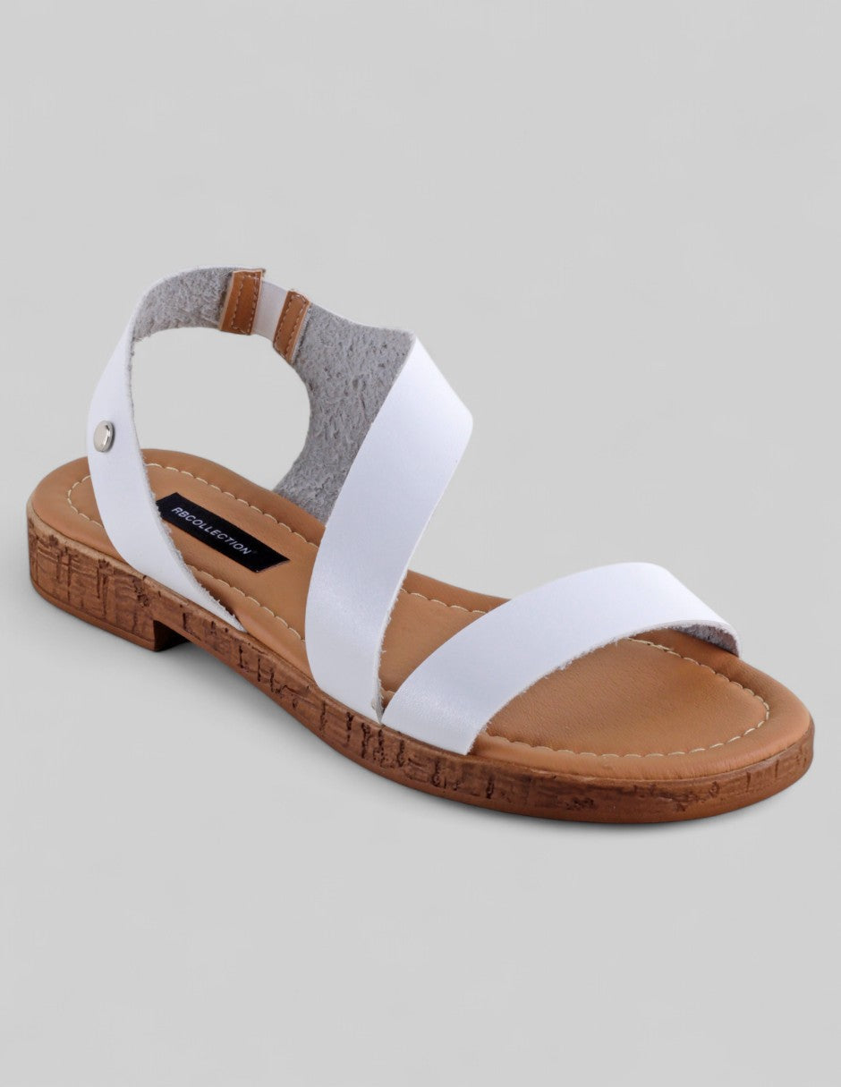 Sandalias de piso Exterior Piel vegana Color Blanco Para Mujer De RBCOLLECTION