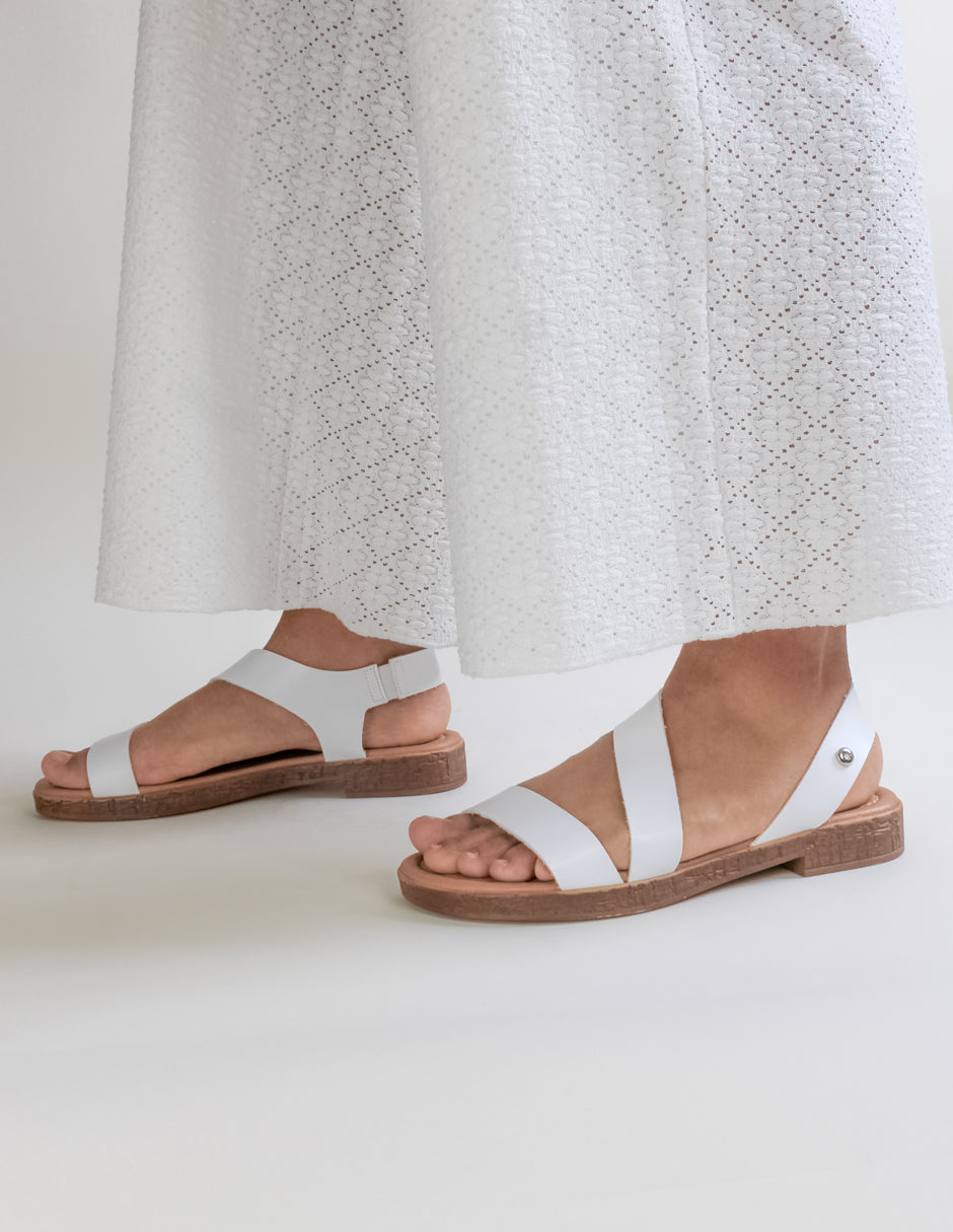 Sandalias de piso Soft en Piel vegana – Blanco