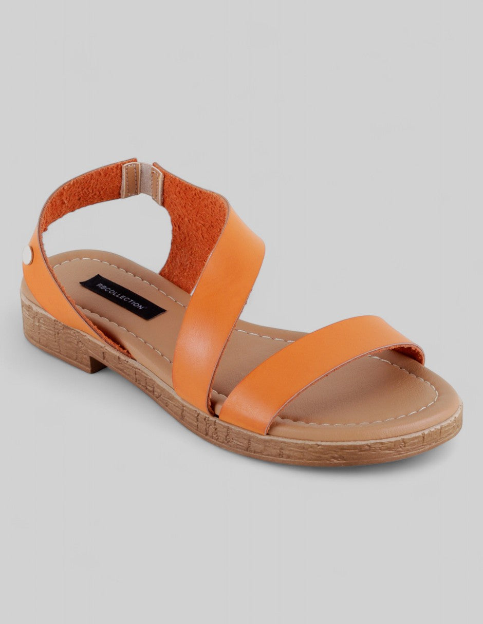 Sandalias de piso Exterior Piel vegana Color Naranja Para Mujer De RBCOLLECTION