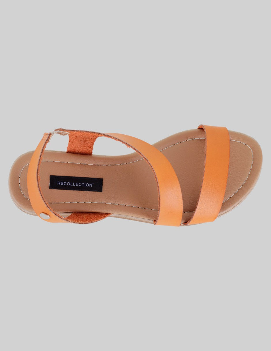 Sandalias de piso Soft en Piel vegana – Naranja