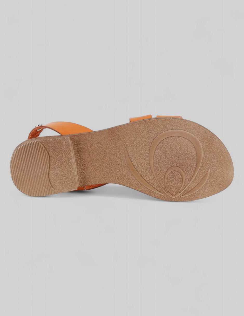 Sandalias de piso Soft en Piel vegana – Naranja