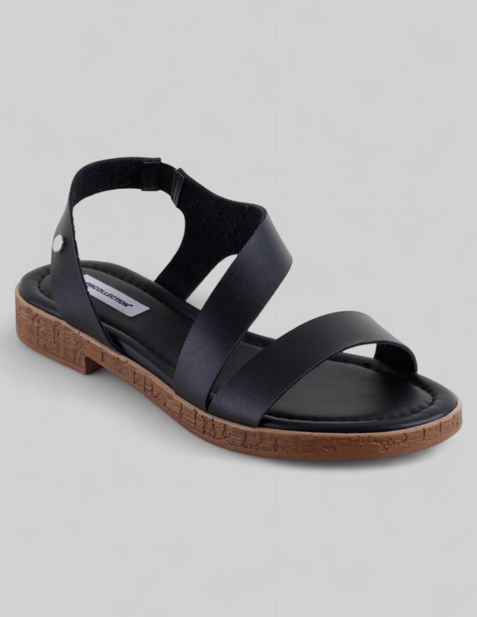 Sandalias de piso Exterior Piel vegana Color Negro Para Mujer De RBCOLLECTION