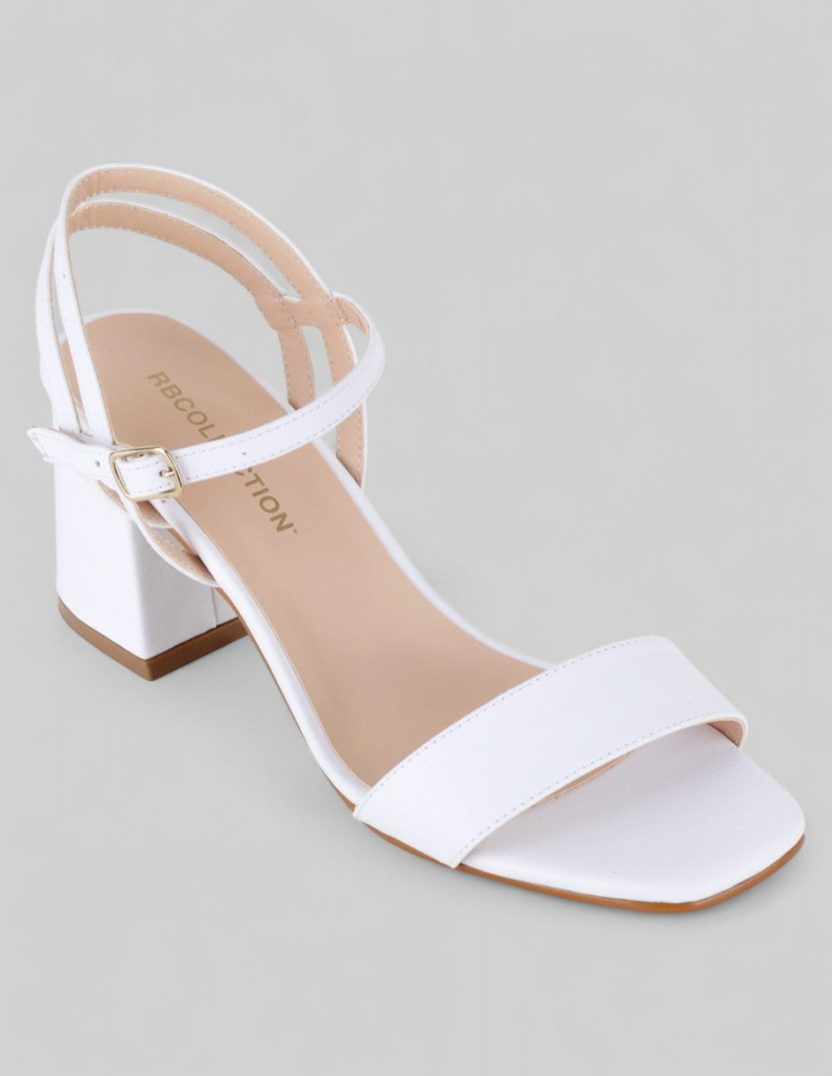 Sandalia con tacón Glam en Piel vegana – Blanco