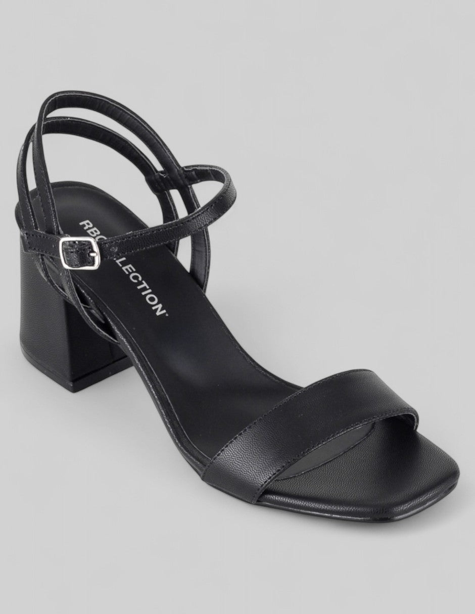 Sandalia con tacón Glam en Piel vegana – Negro