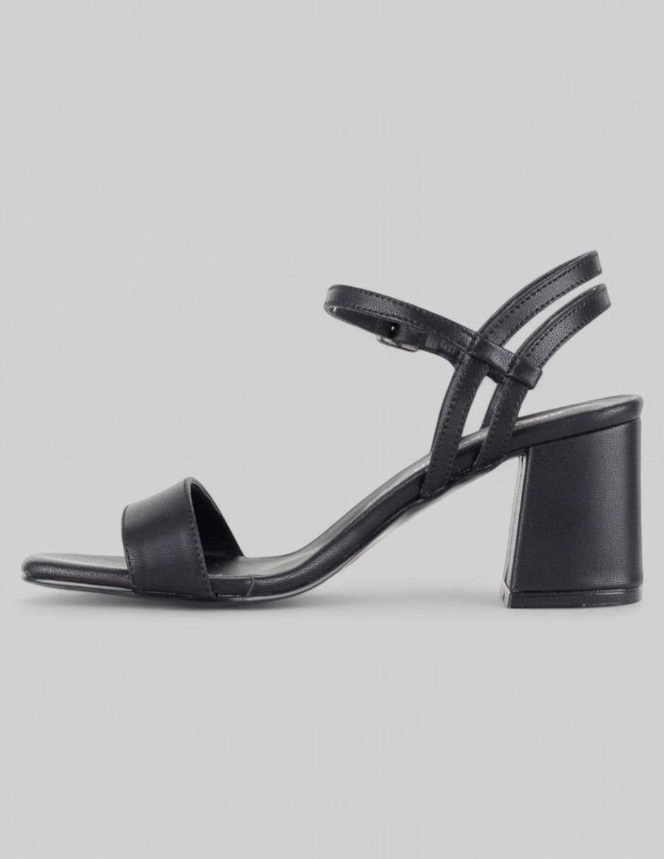 Sandalia con tacón Glam en Piel vegana – Negro