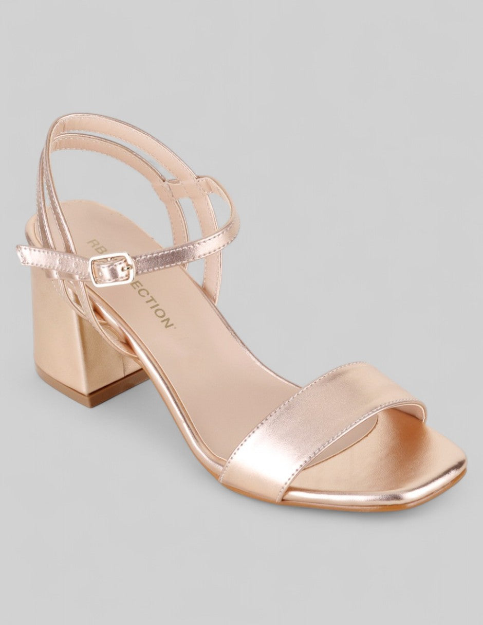 Sandalia con tacón Glam en Sintético – Dorado