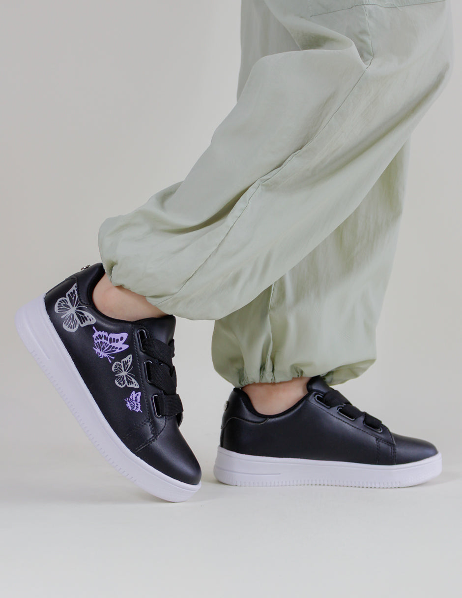 Tenis con cordones Lady Sintético - Negro