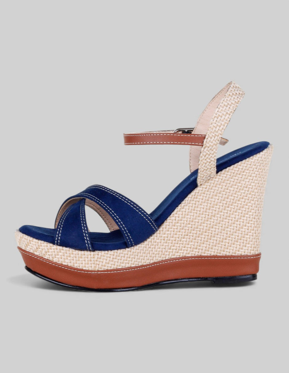 Sandalias con plataforma Girl en Piel Vegana – Azul