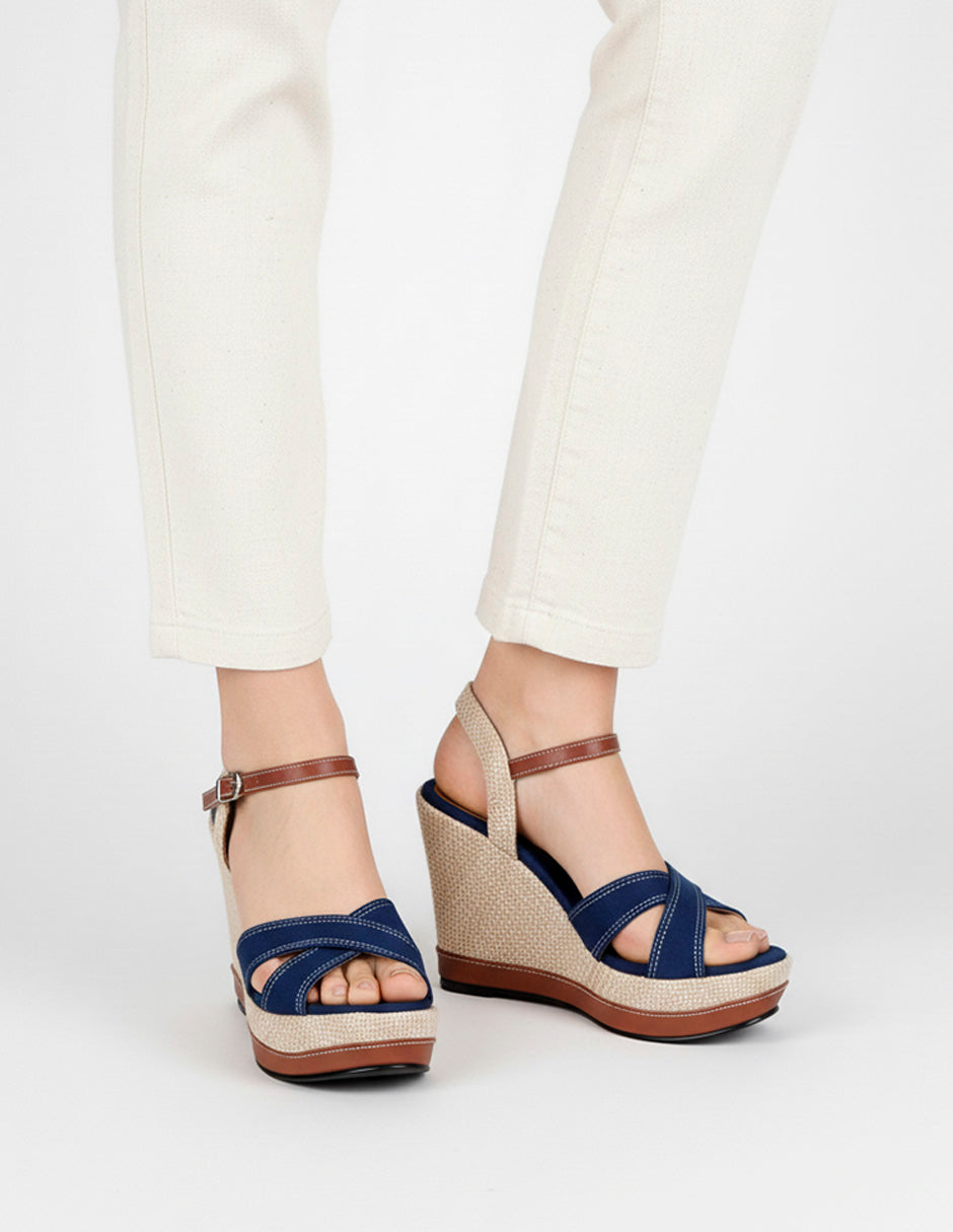 Sandalias con plataforma Girl en Piel Vegana – Azul