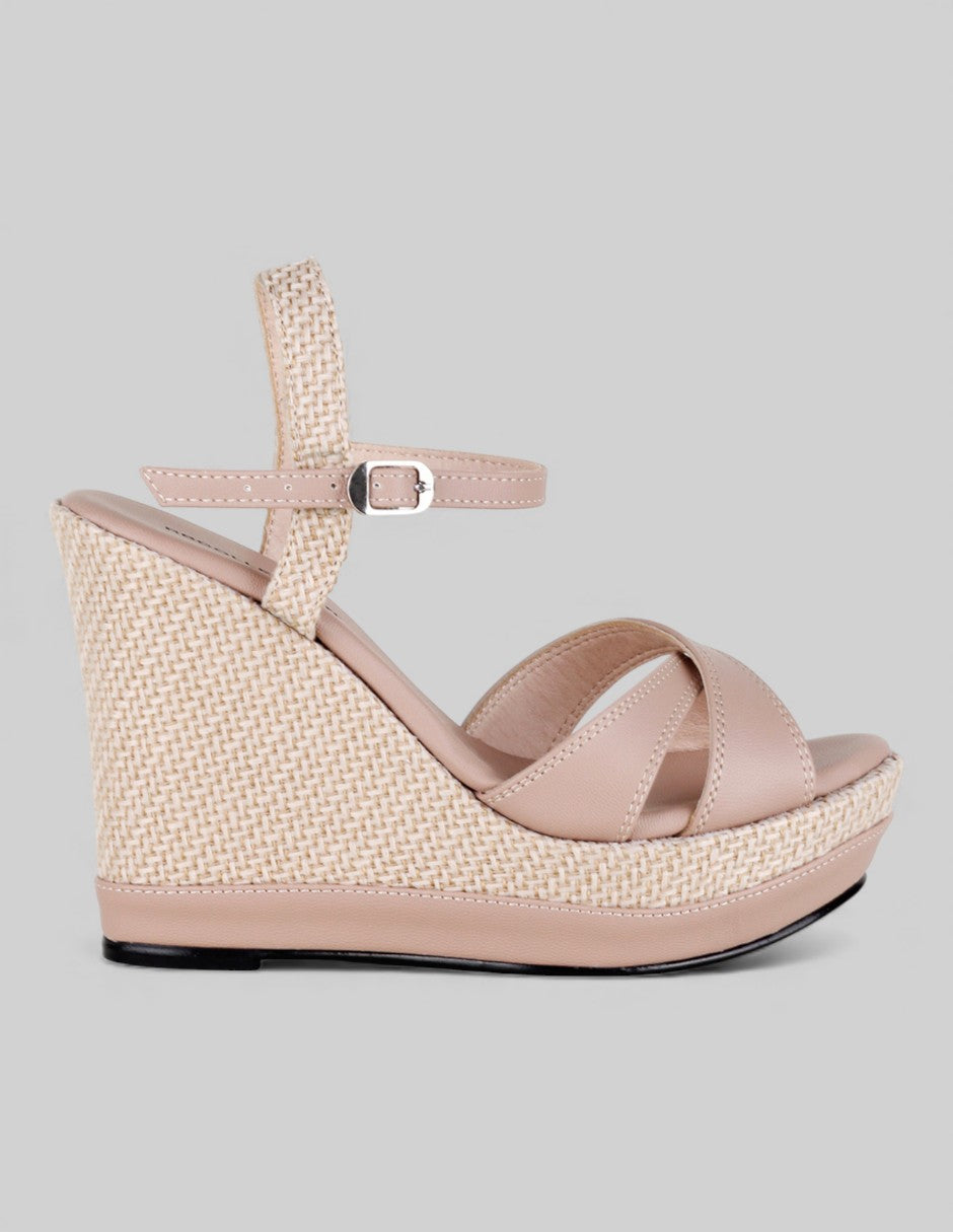 Sandalias con plataforma Girl en Piel Vegana – Beige