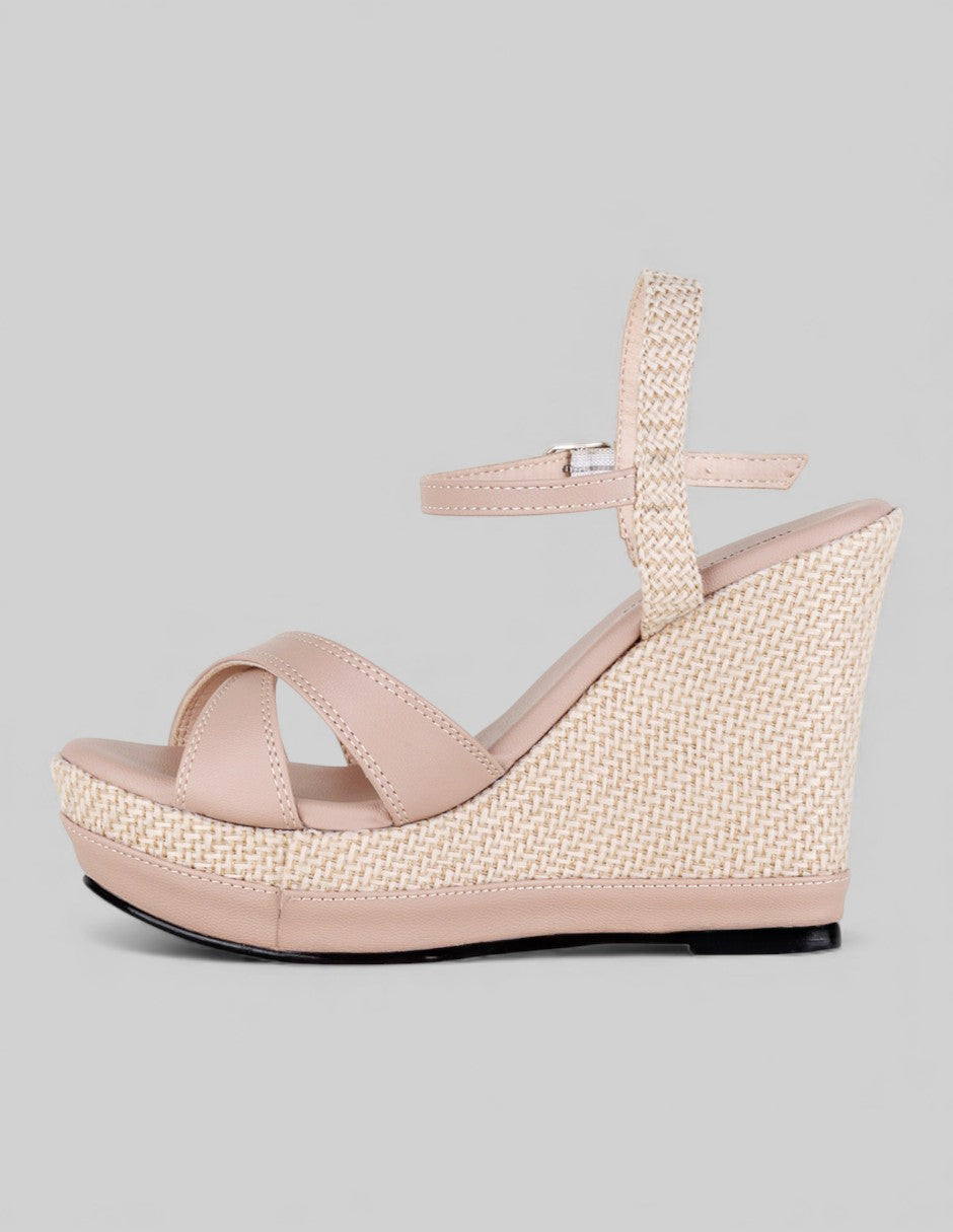 Sandalias con plataforma Girl en Piel Vegana – Beige