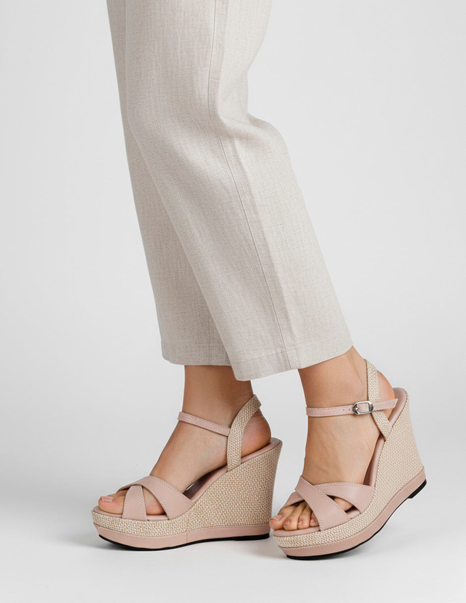 Sandalias con plataforma Girl en Piel Vegana – Beige