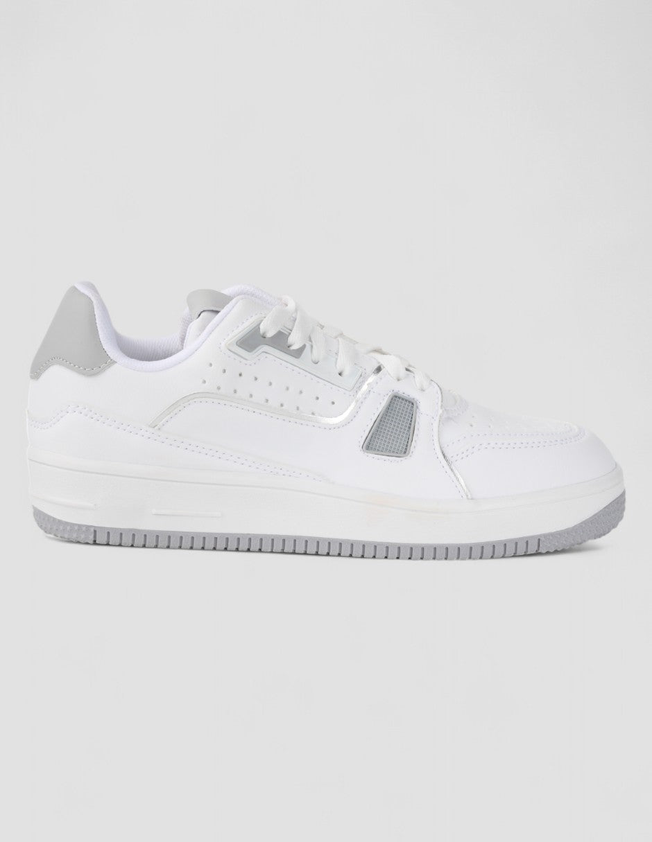 Tenis con cordones Exterior Piel vegana Color Blanco Para Mujer De RBCOLLECTION