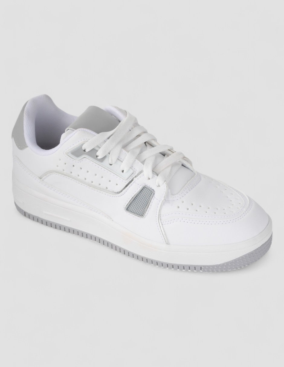 Tenis con cordones Lady Piel vegana - Blanco