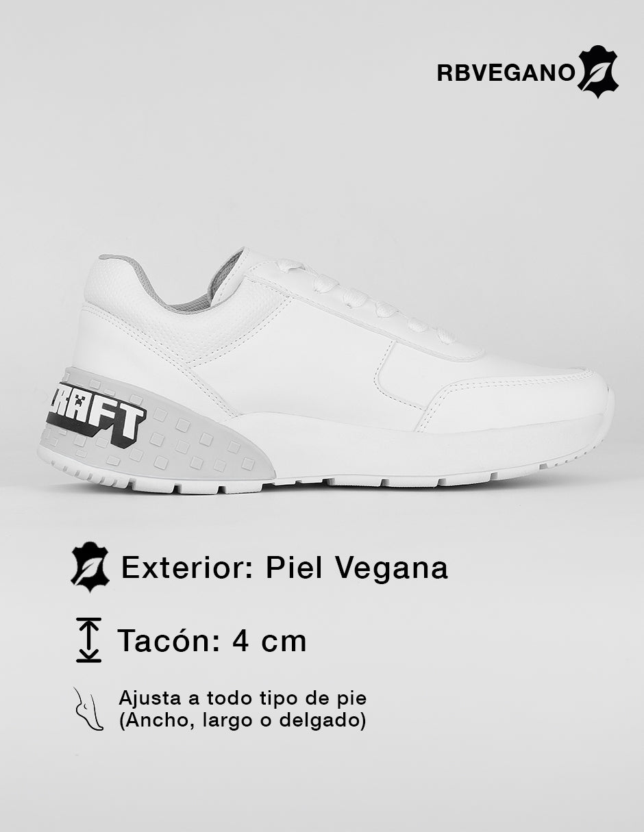 Tenis con cordones  Vegano en Piel vegana – Blanco