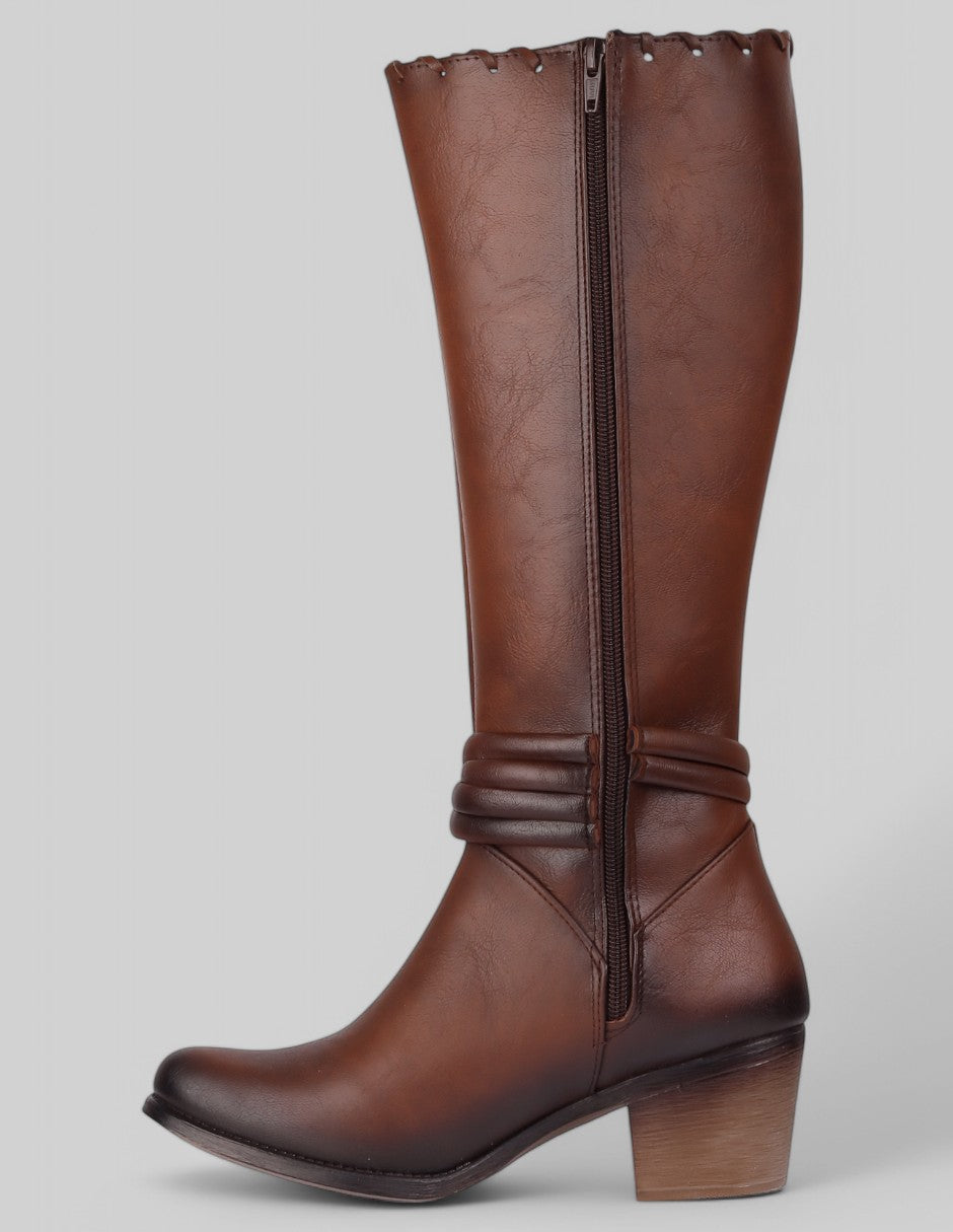 Botas altas Hella en Piel vegana – Café