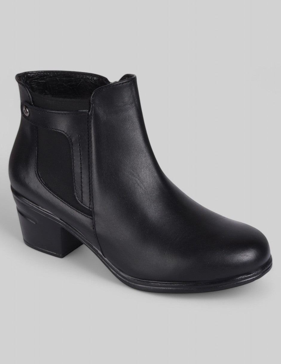 Botín con tacón Exterior Piel vegana Color Negro Para Mujer De RBCOLLECTION