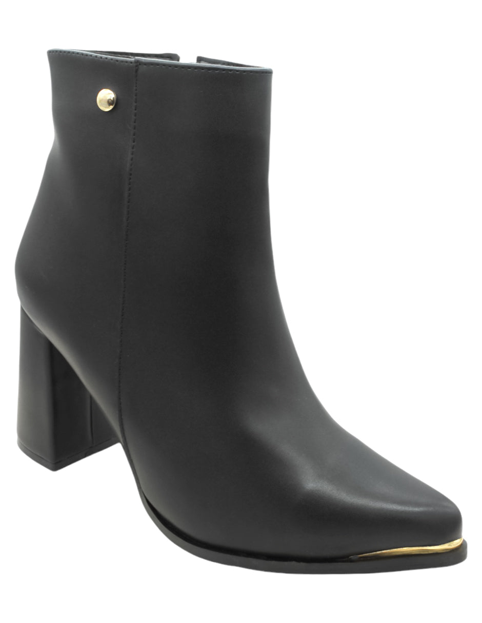 Botín con tacón Exterior Piel vegana Color Negro Para Mujer De RBCOLLECTION