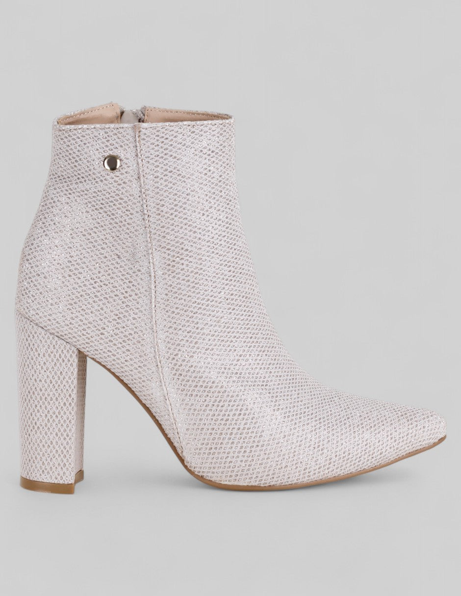 Botín con tacón Aurora en Textil – Dorado