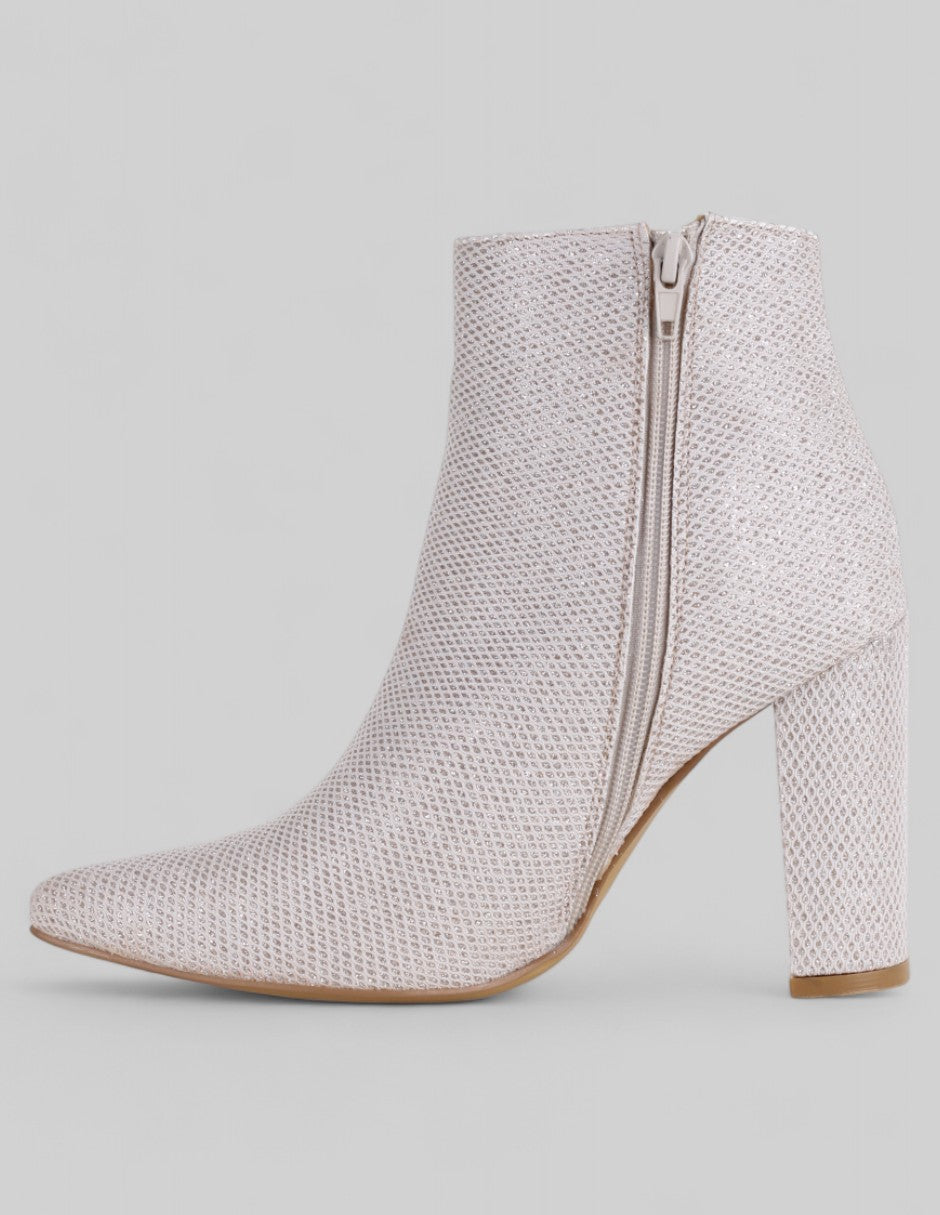Botín con tacón Aurora en Textil – Dorado