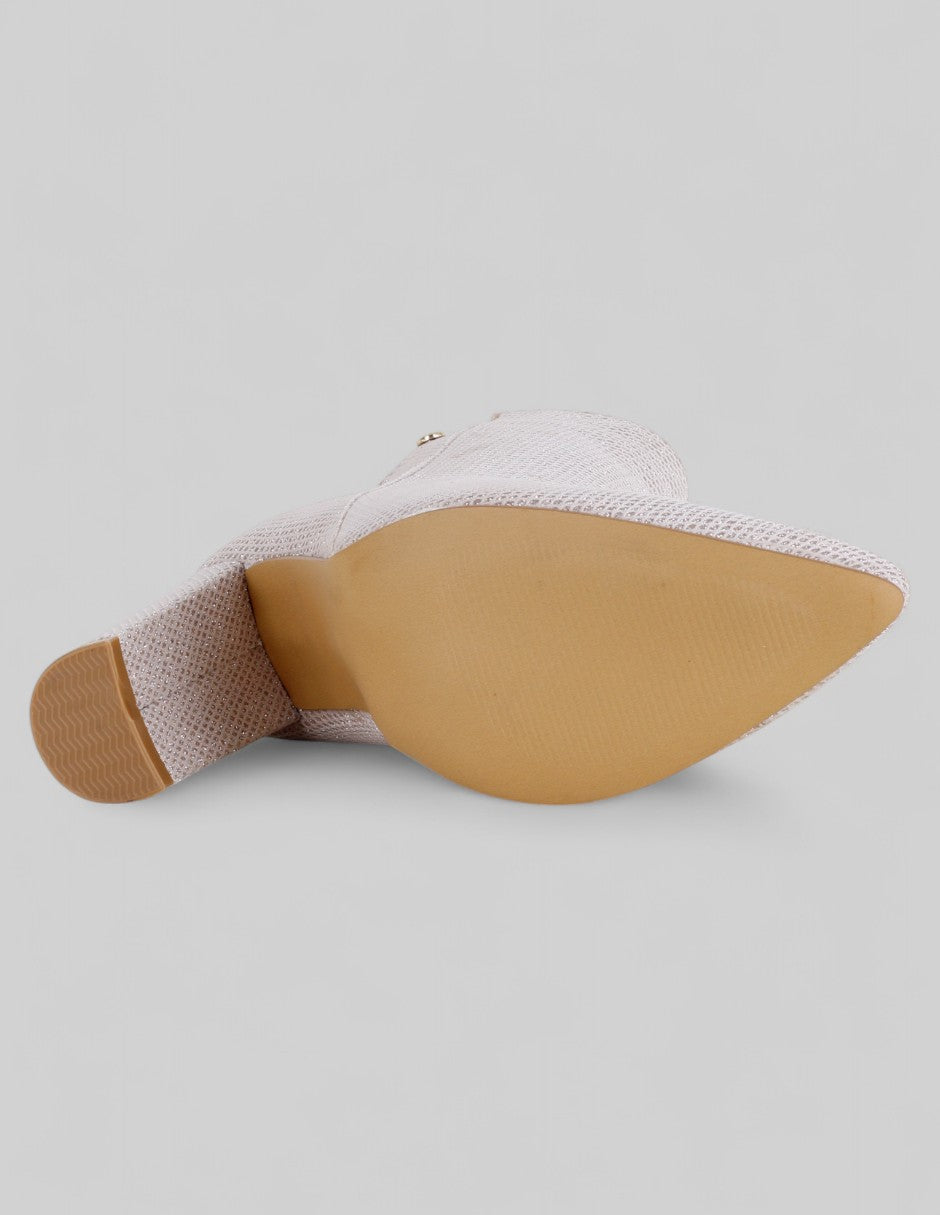 Botín con tacón Aurora en Textil – Dorado
