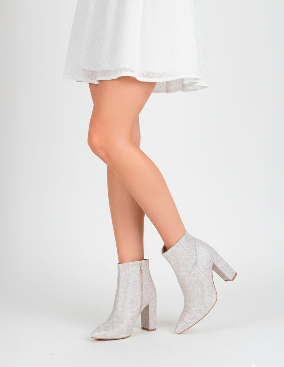 Botín con tacón Aurora en Textil – Dorado
