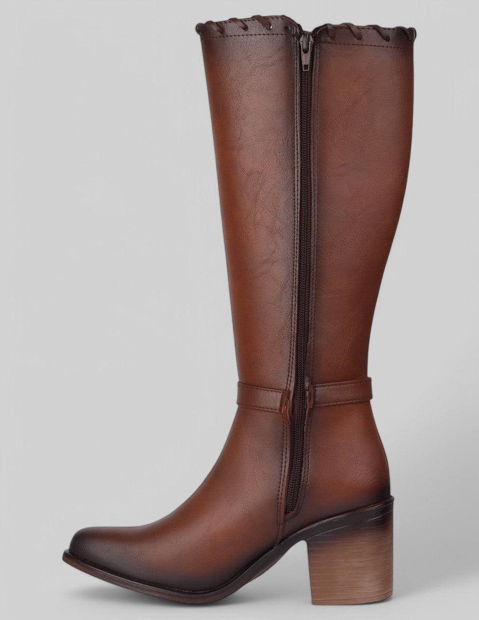 Botas altas Hella en Piel vegana – Café