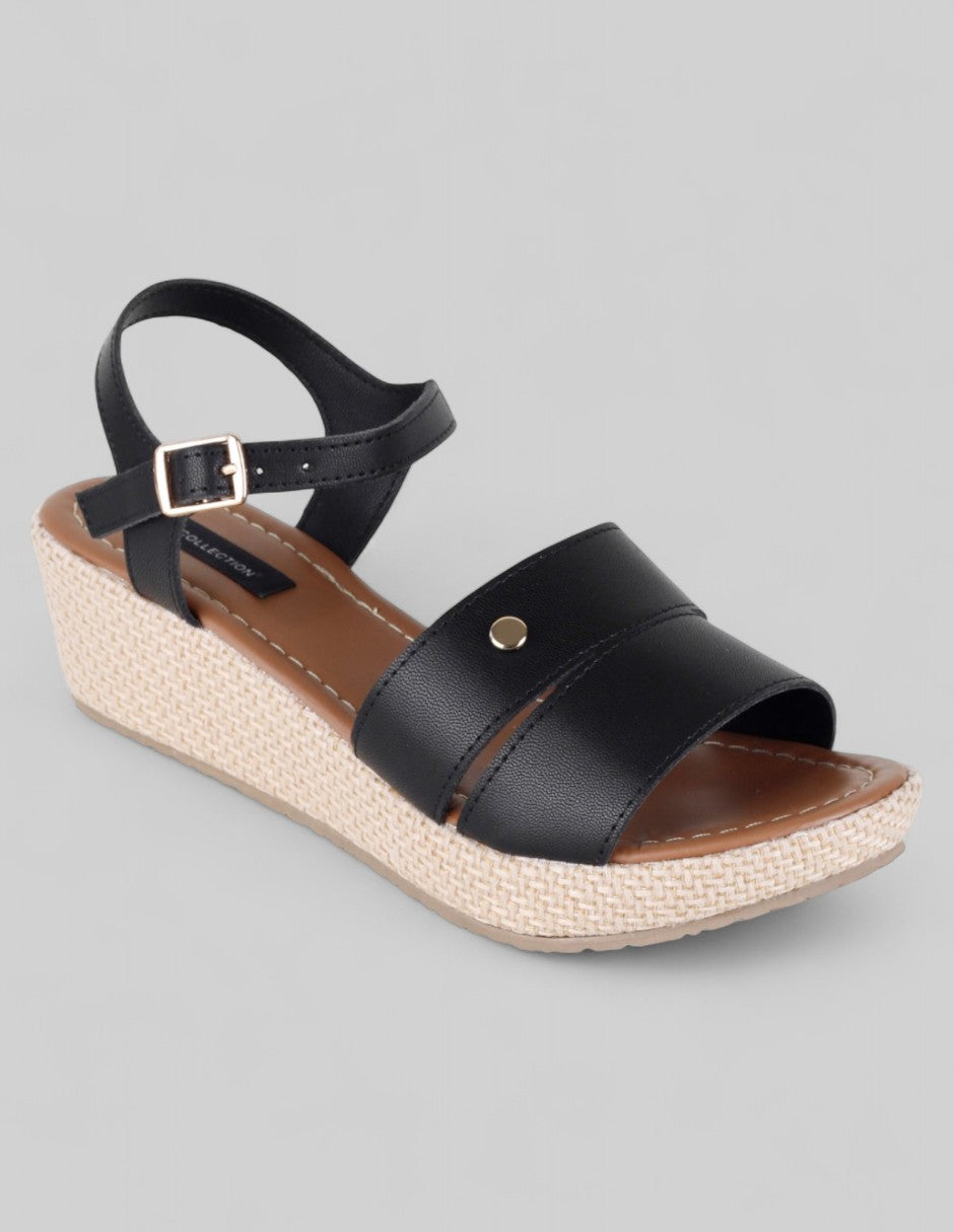 Sandalias con plataforma Naia en Piel vegana – Negro