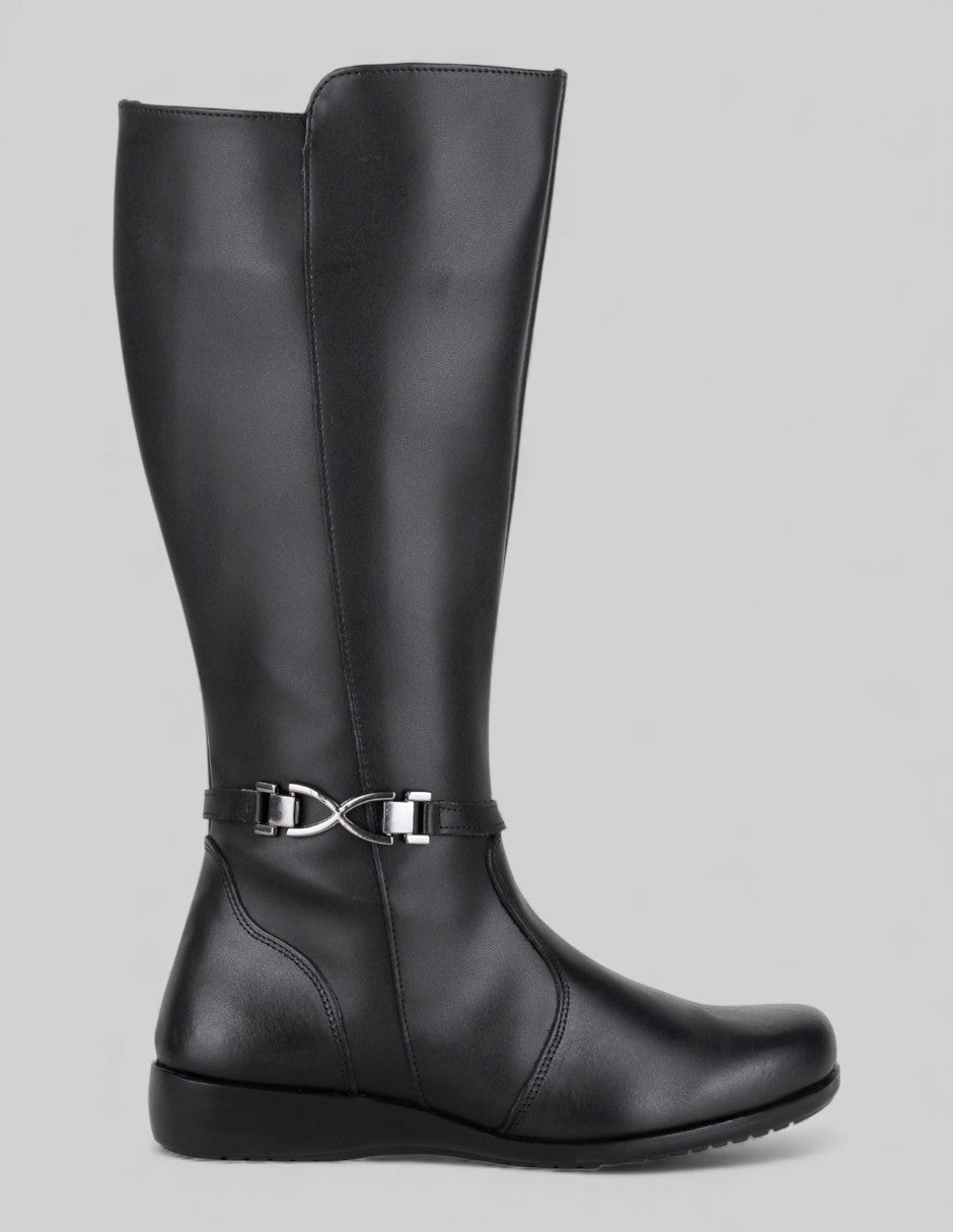 Botas altas Hillie en Piel vegana – Negro