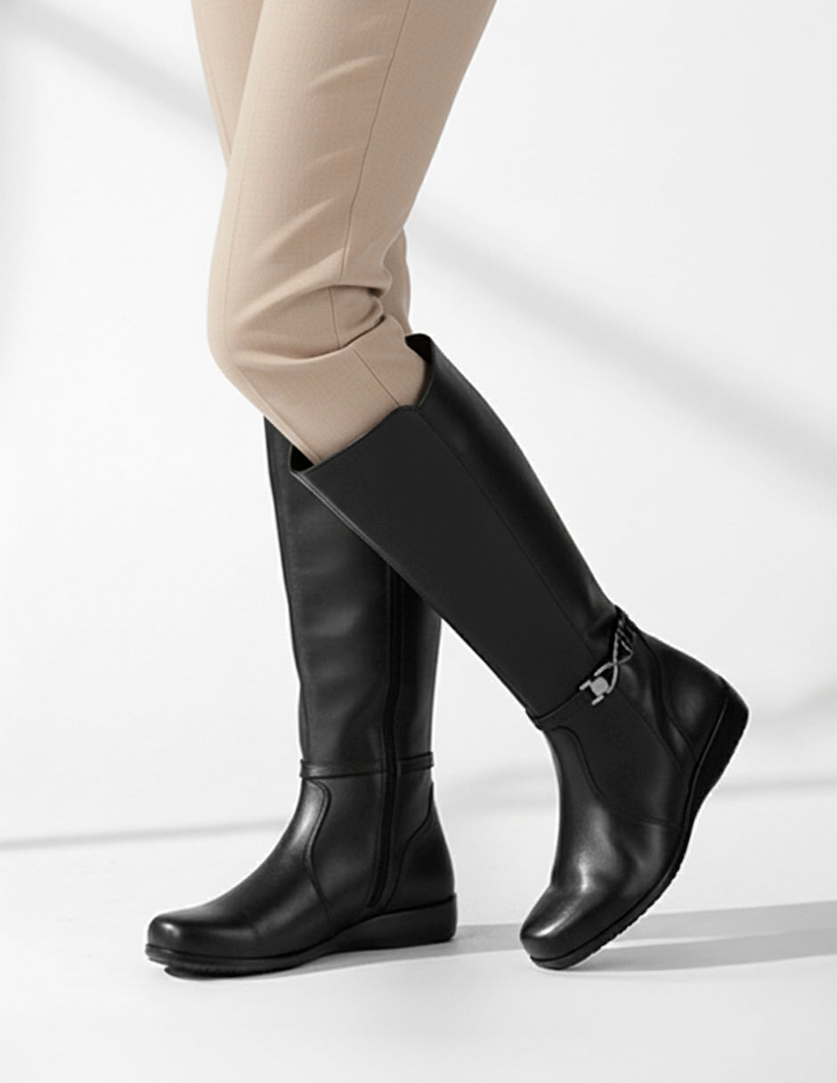 Botas altas Hillie en Piel vegana – Negro