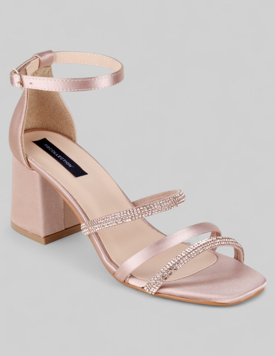 Sandalia con tacón Glowm en Textil – Rosa