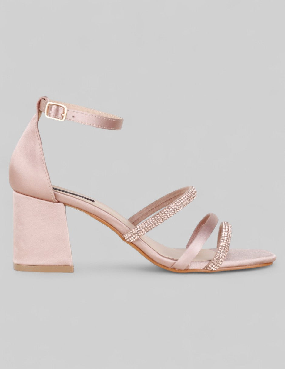 Sandalia con tacón Glowm en Textil – Rosa