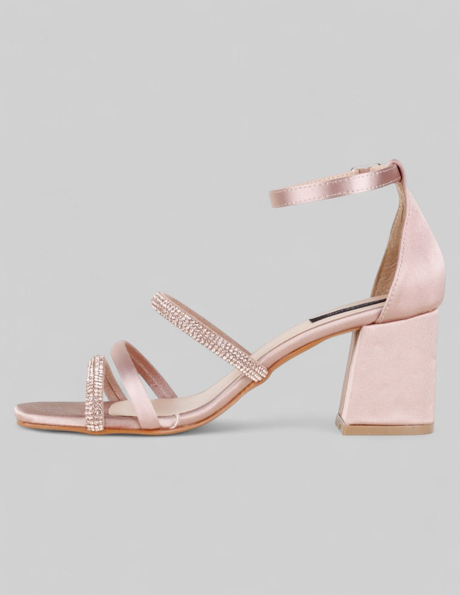 Sandalia con tacón Glowm en Textil – Rosa