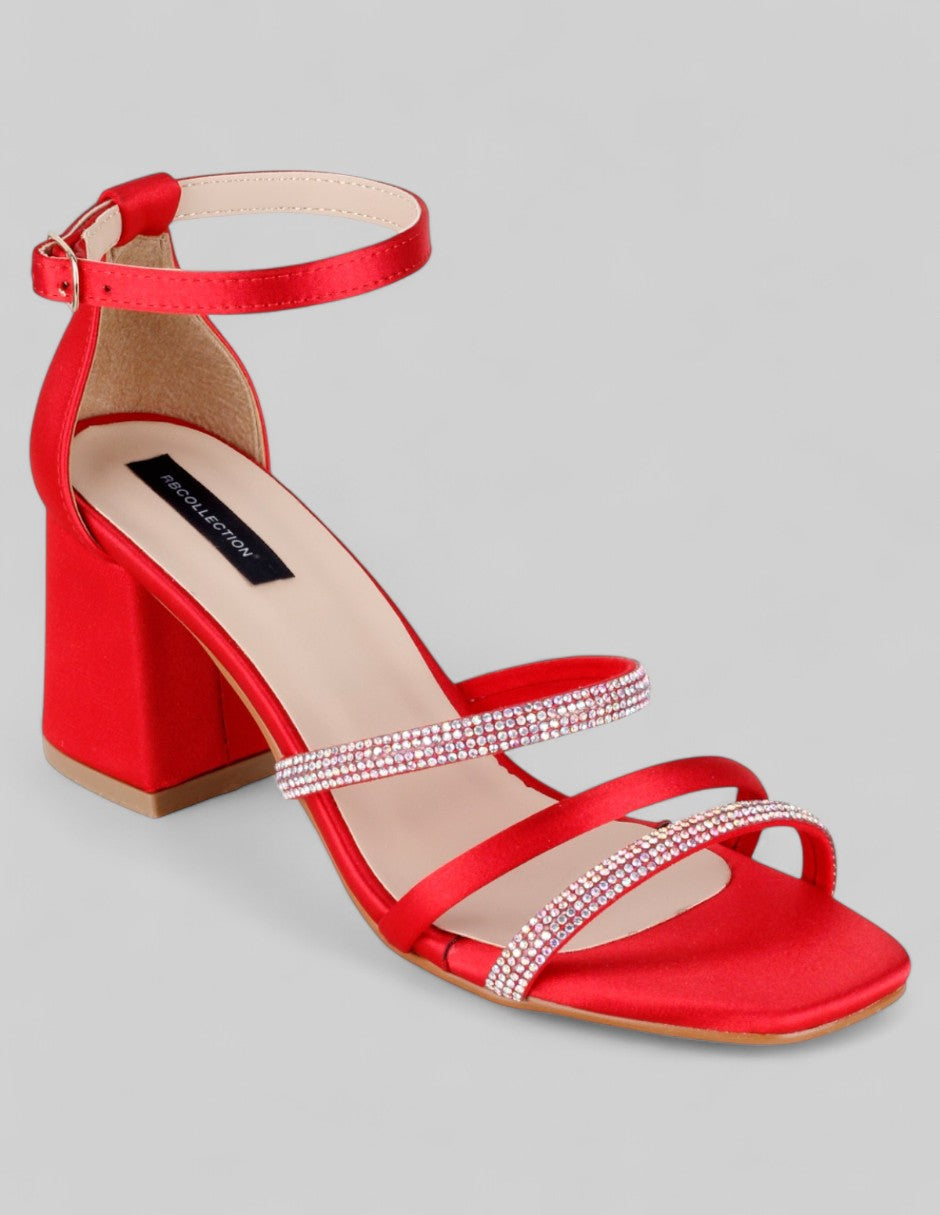 Sandalia con tacón Glowm en Textil – Rojo